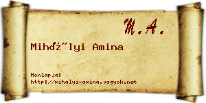 Mihályi Amina névjegykártya